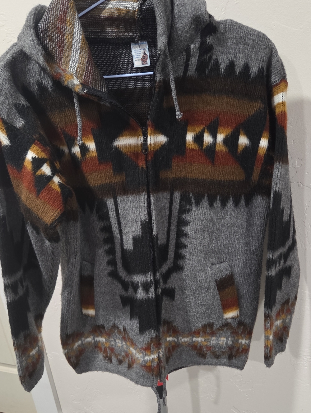 Wool Hoodie Sweater - Native Motif